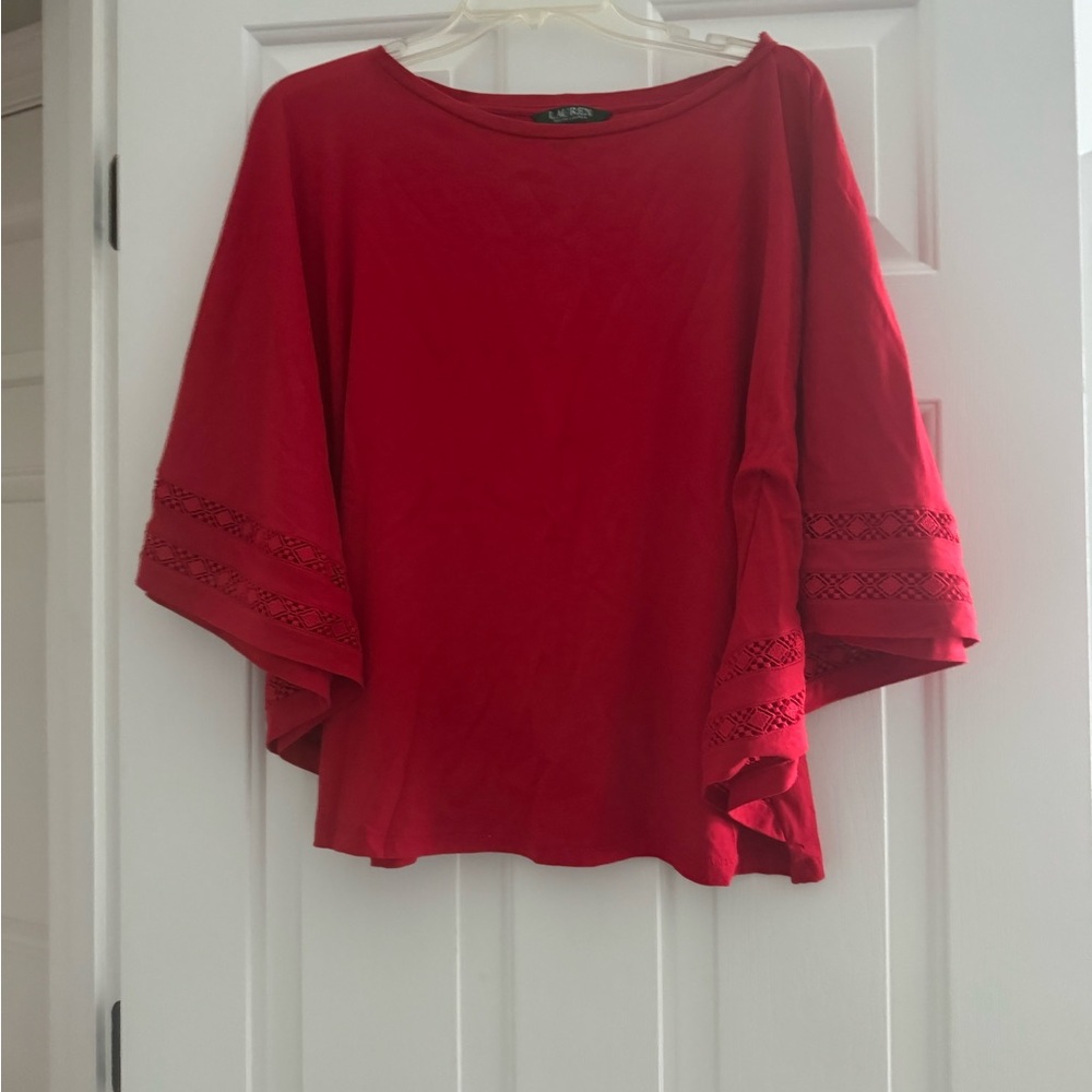 Ralph Lauren Red Boxy Blouse with Relaxed Sleeves